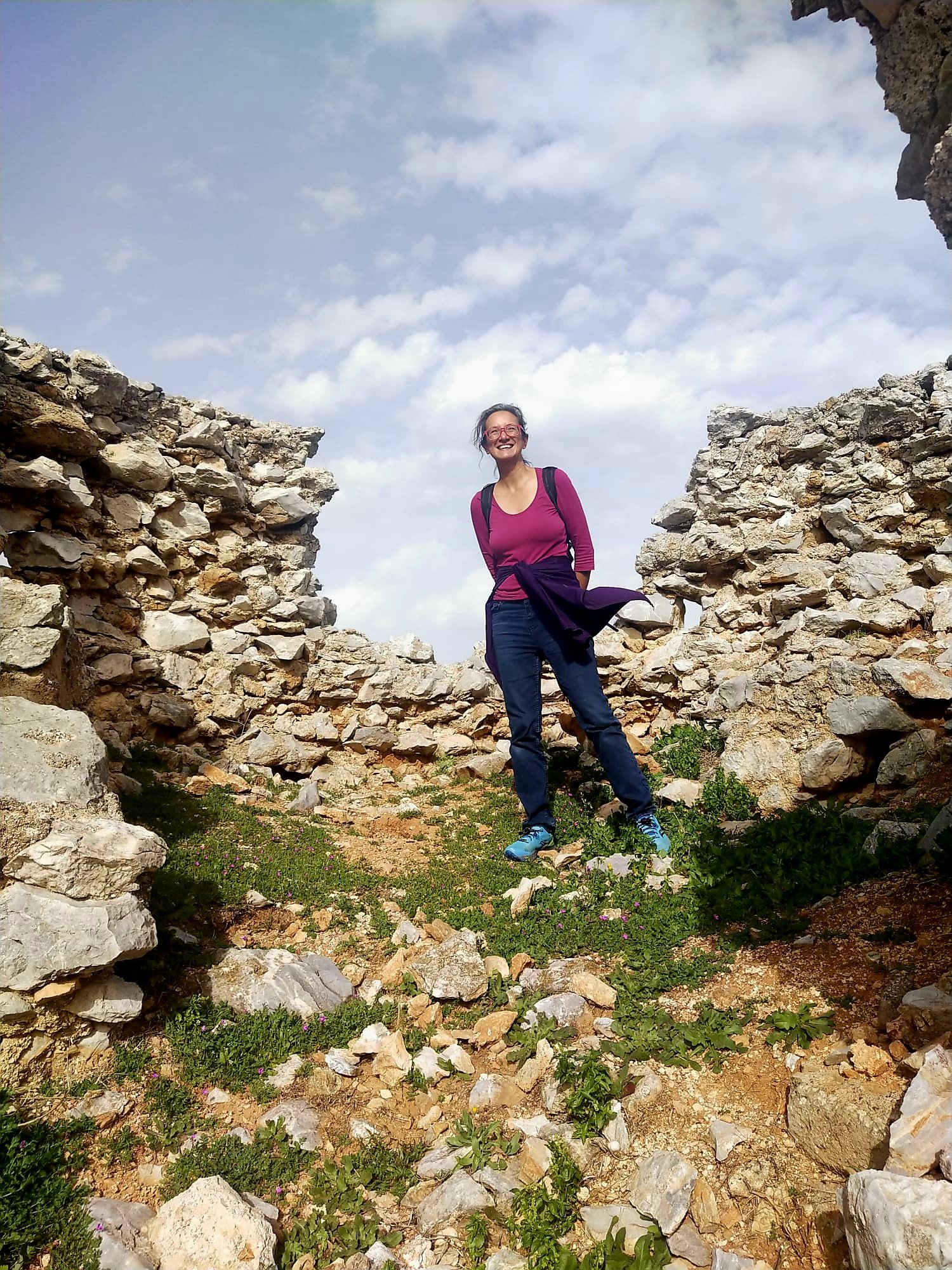 Rowena at the old windmills above Agioi